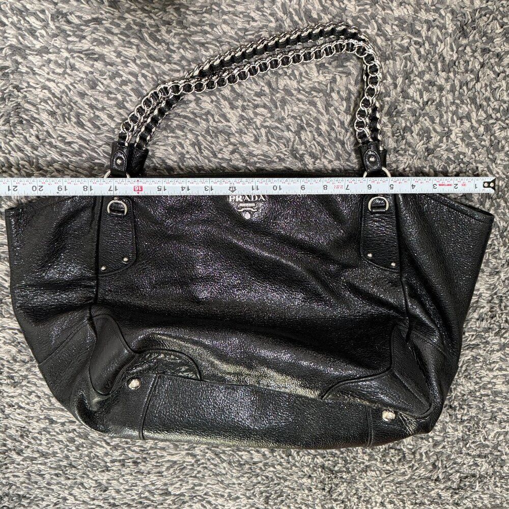 Prada Cervo Lux Chain Large Black Leather Tote - Picture 5 of 16